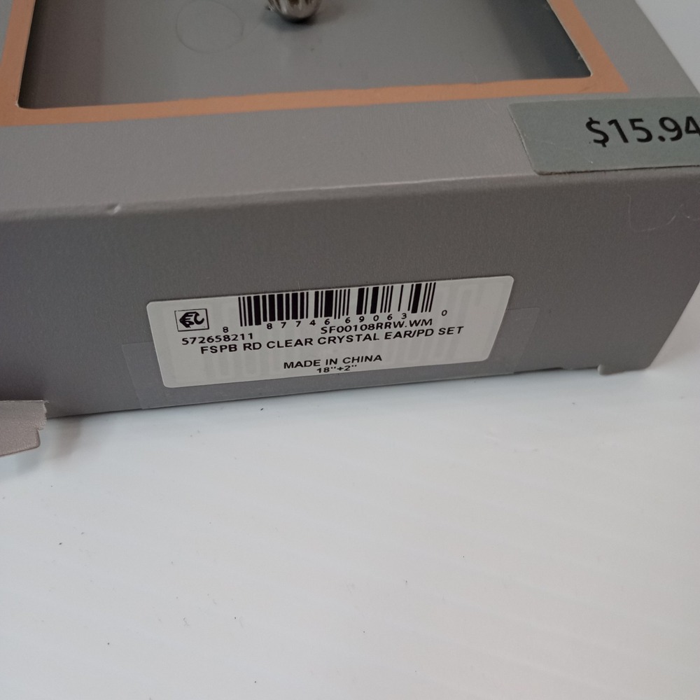 Brilliance‎ Jewelry Set Sterling Silver Heart Necklace & Crystal Earrings New - Picture 6 of 6